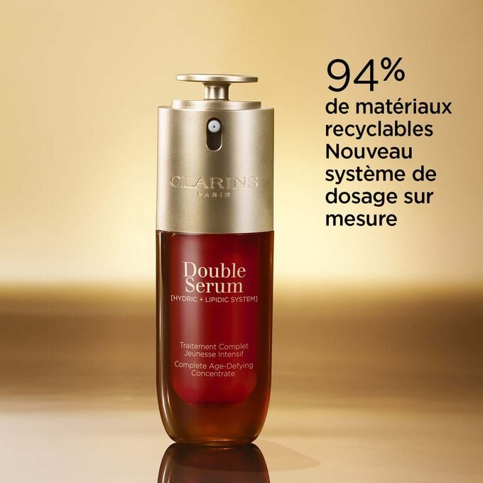 Plan produit du Double Serum pour décrire ses matériaux recyclables.